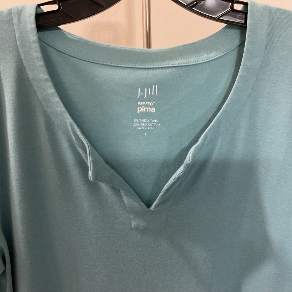 J. Jill Perfect Pima Cotton Blue 3/4 Sleeve Size L - Picture 3 of 7